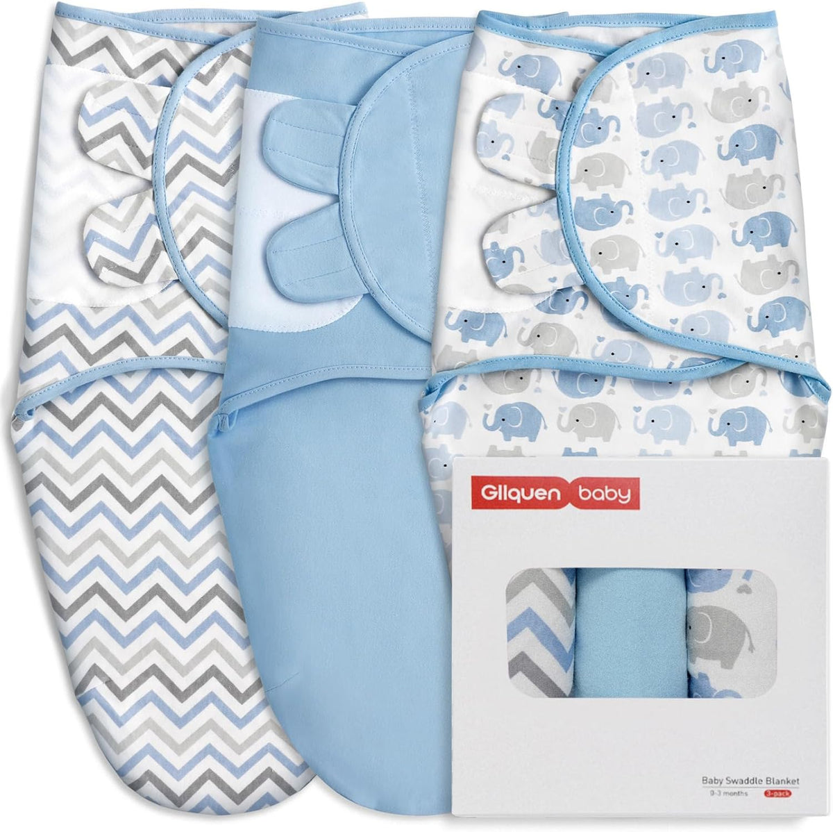 GLLQUEN BABY Swaddle Sleep Sack - 3 Pack Infant Swaddles for Newborn, Baby Swaddling Sack 0-3