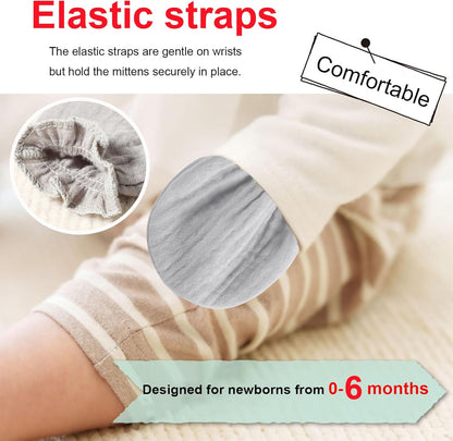 Newborn Mittens No Scratch 100% Cotton Mitts Boy Girl baby mittens 0-6 months 6 Pack