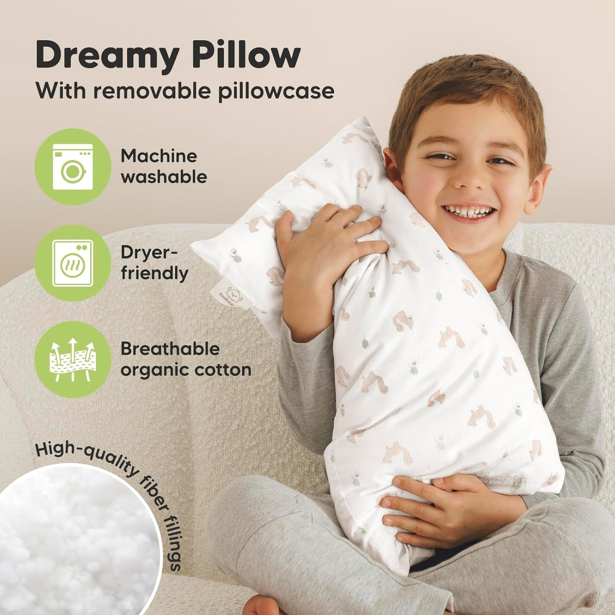 Toddler Pillow with Pillowcase - 10x18 My Little Dreamy Kids Travel Bed Pillows for Sleeping