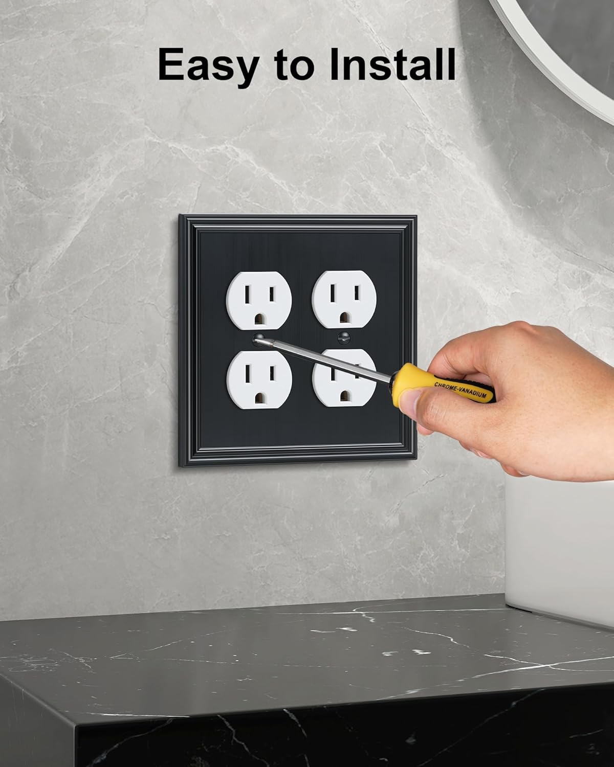 2-Pack Double Duplex Outlet Cover, Black Decorative Switch Plates and Outlet Covers for Electrical