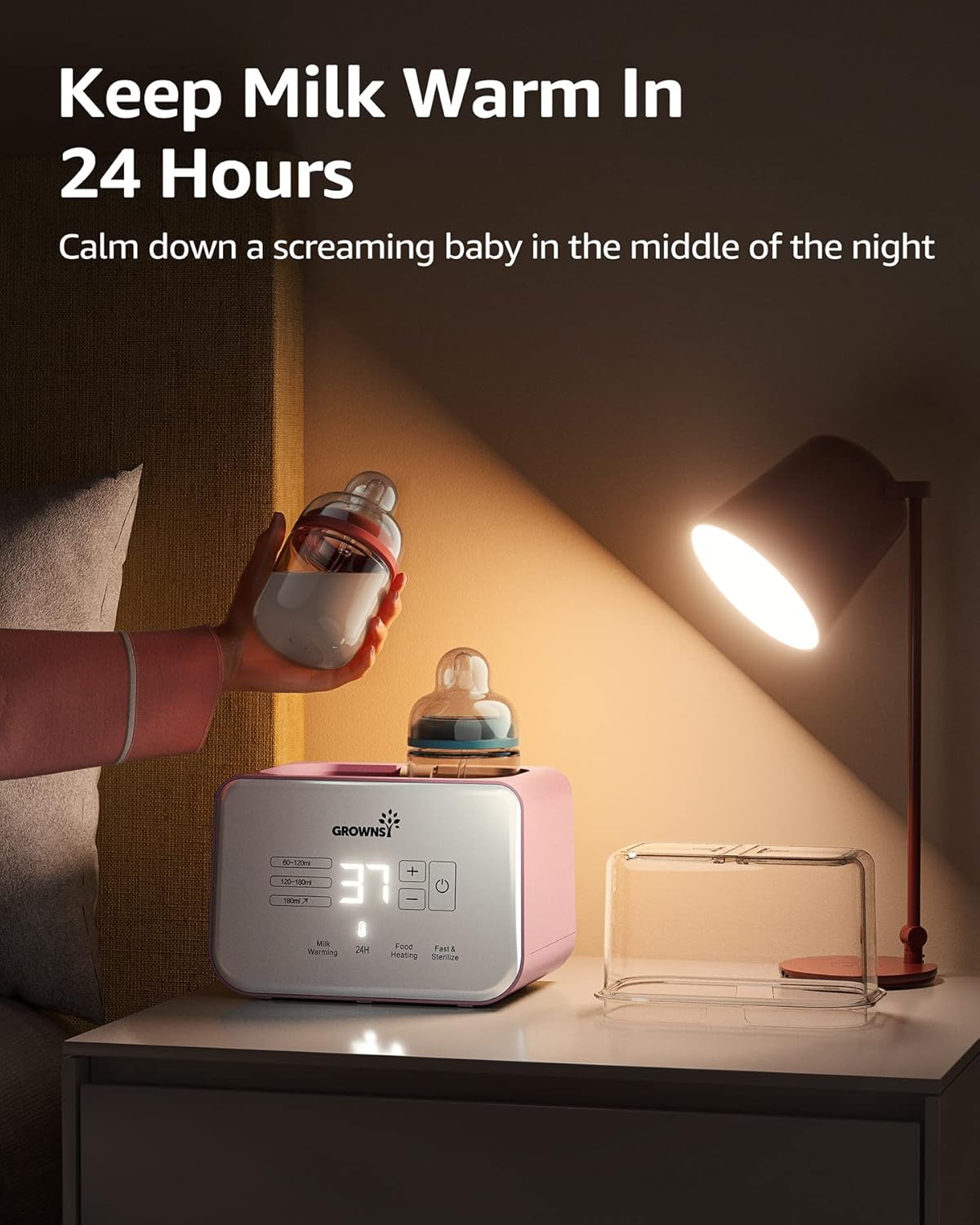 Baby Bottle Warmer, Gronwsy 8-in-1 Fast Milk Warmer with Timer Breastmilk or Formula, Fits 2