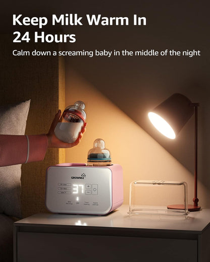 Baby Bottle Warmer, Gronwsy 8-in-1 Fast Milk Warmer with Timer Breastmilk or Formula, Fits 2