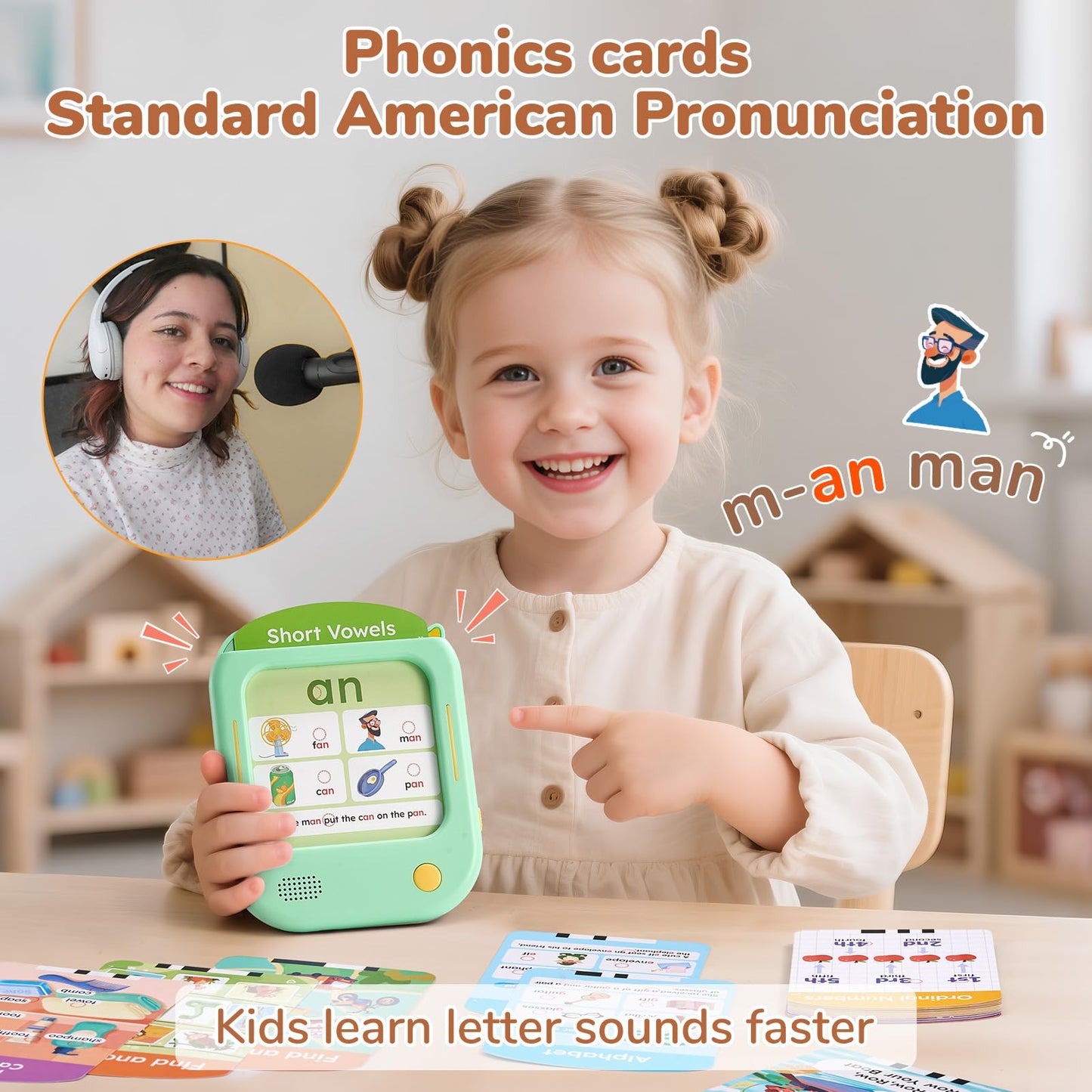 JoyCat Kids Learning Tablet, Learn to Read 156 Pages Talking Flash Cards
