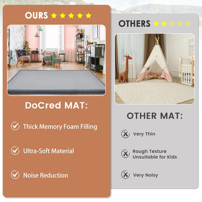 Baby Play Mat for Floor - 1.4" Thick Memory Foam Rug, 80"x70" Playpen Tummy Time Mat, Soft Velvet