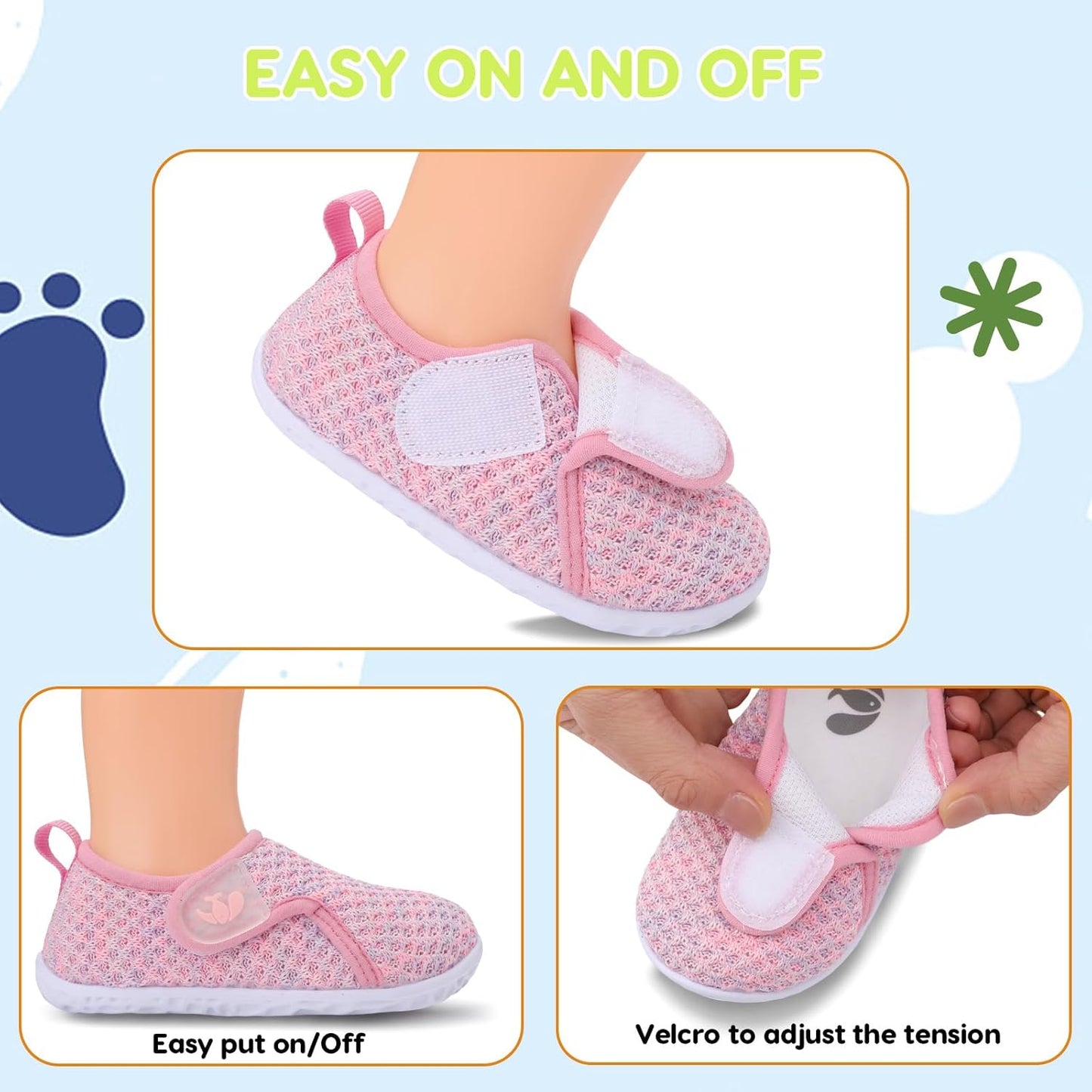 FEETCITY Baby Boys Girls First Walking Shoes Infant Sneakers Crib Shoes Breathable Lightweight Slip