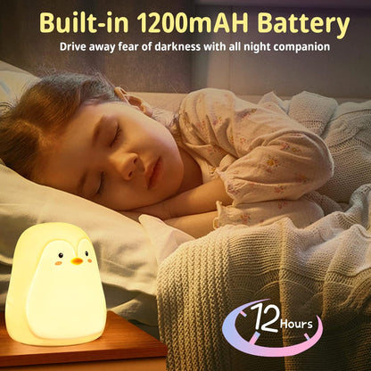 LOVERUIS Baby Night Lights Pudgy Penguins 7 Colors Night Light for Baby Nursery 3 Hours Timer Cute