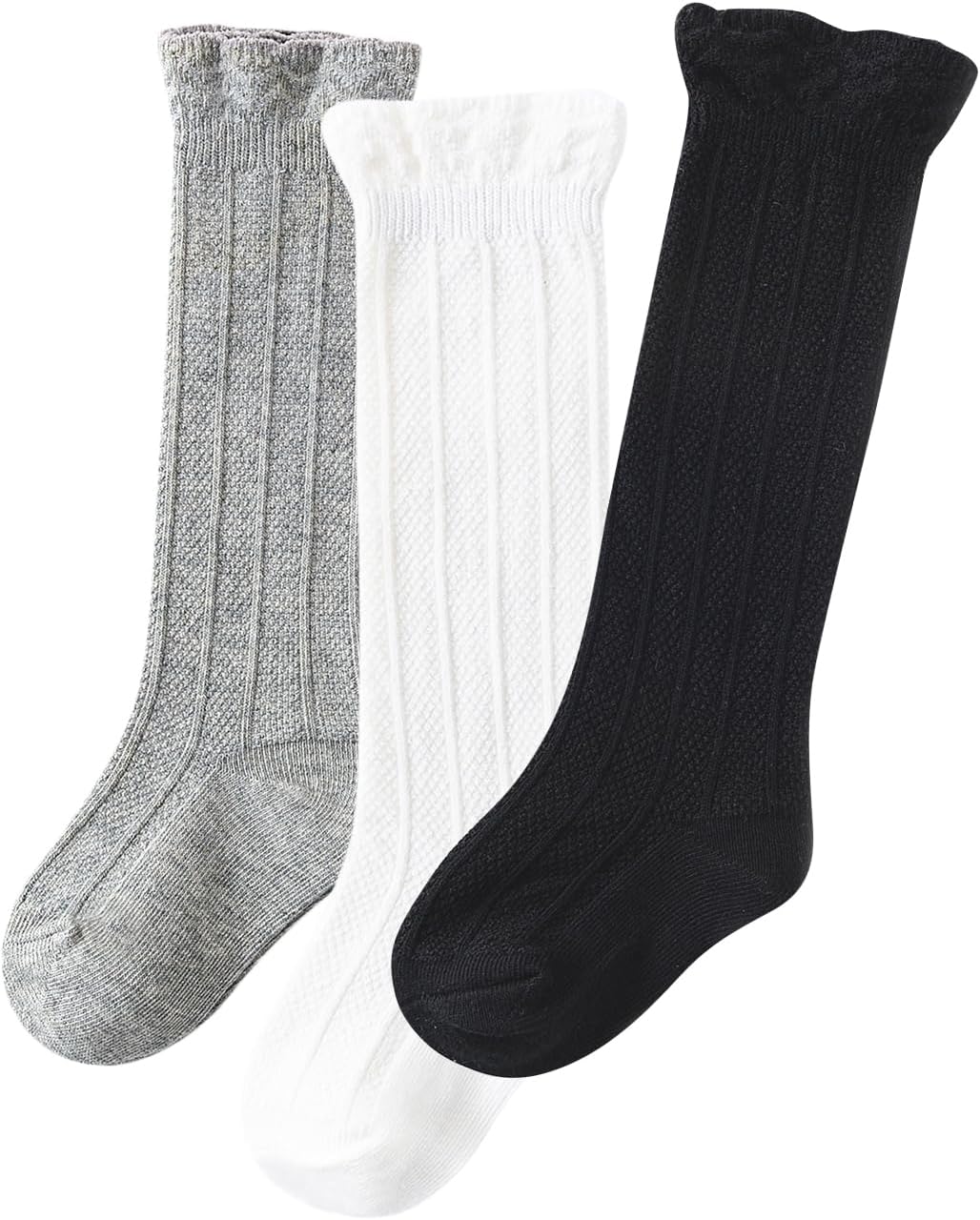 Zando Baby Knee High Socks - Infant to Toddler, Cotton Ruffle Socks, Warm Girls & Boys Long