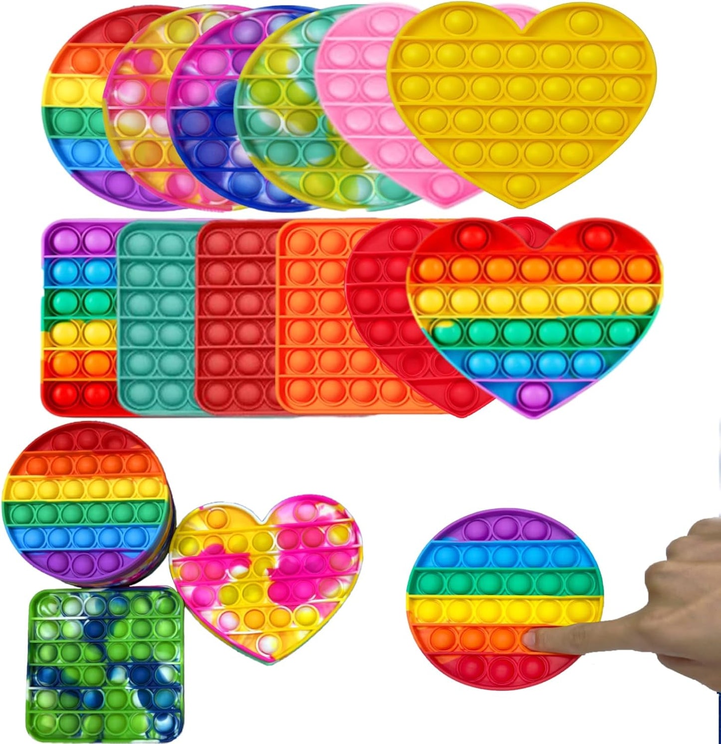 24pcs 5in Random Pop Bubble Fidget Sensory Toys, Pop Toy Bulk for Party Favor, Classroom Student