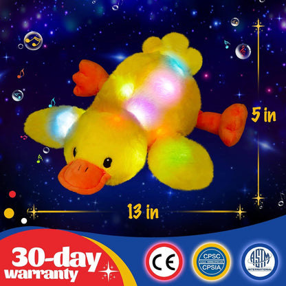 Glow Guards 12'' Musical Light Up Yellow Duck Stuffed Animal LED Glowing Singing Soft Plush Toy