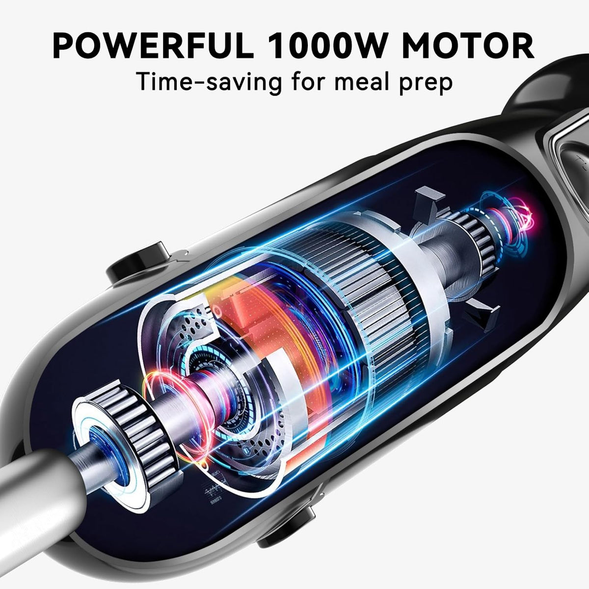 Immersion Blender Handheld Hand Blender, 1000W 5 in 1 Hand Mixer Stick, BPA-Free 12 Speed Handheld