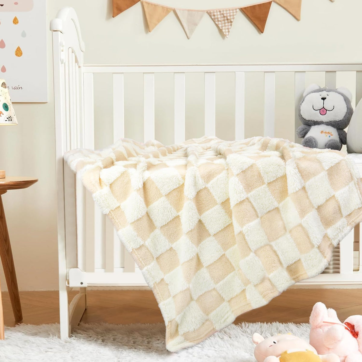 HOMRITAR Baby Blanket for Unisex Soft Cozy Reversible Checkerboard Toddler Blankets, Fluffy Fuzzy