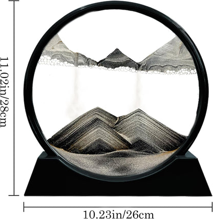 Aoderun Moving Sand Art Picture Round Glass 3D Deep Sea Sandscape in Motion Display Flowing Sand