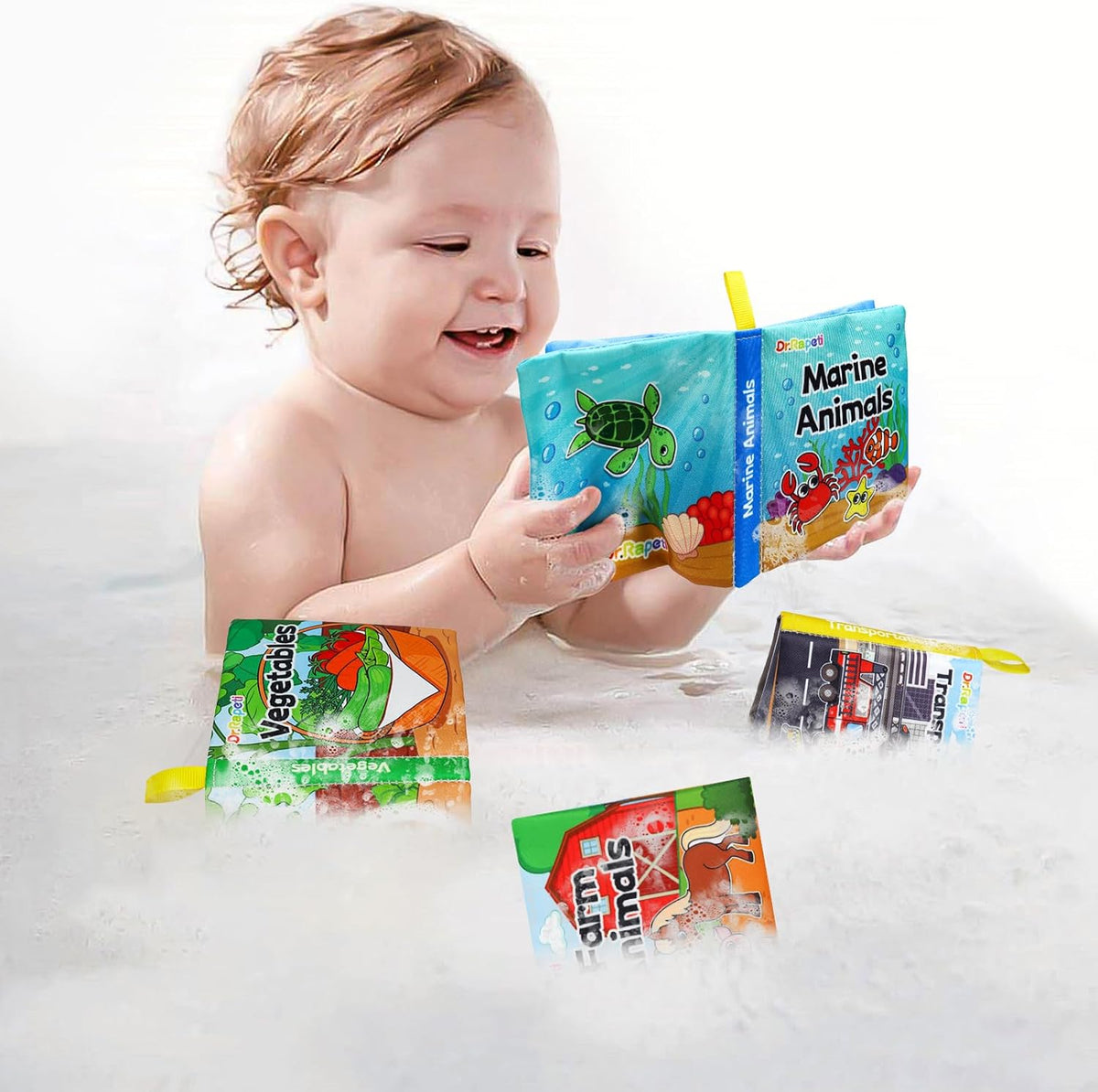 Dr.Rapeti Soft Cloth Books Baby Books Bath Books 8-Pack for Baby Infant Toddler Kid Crinkle