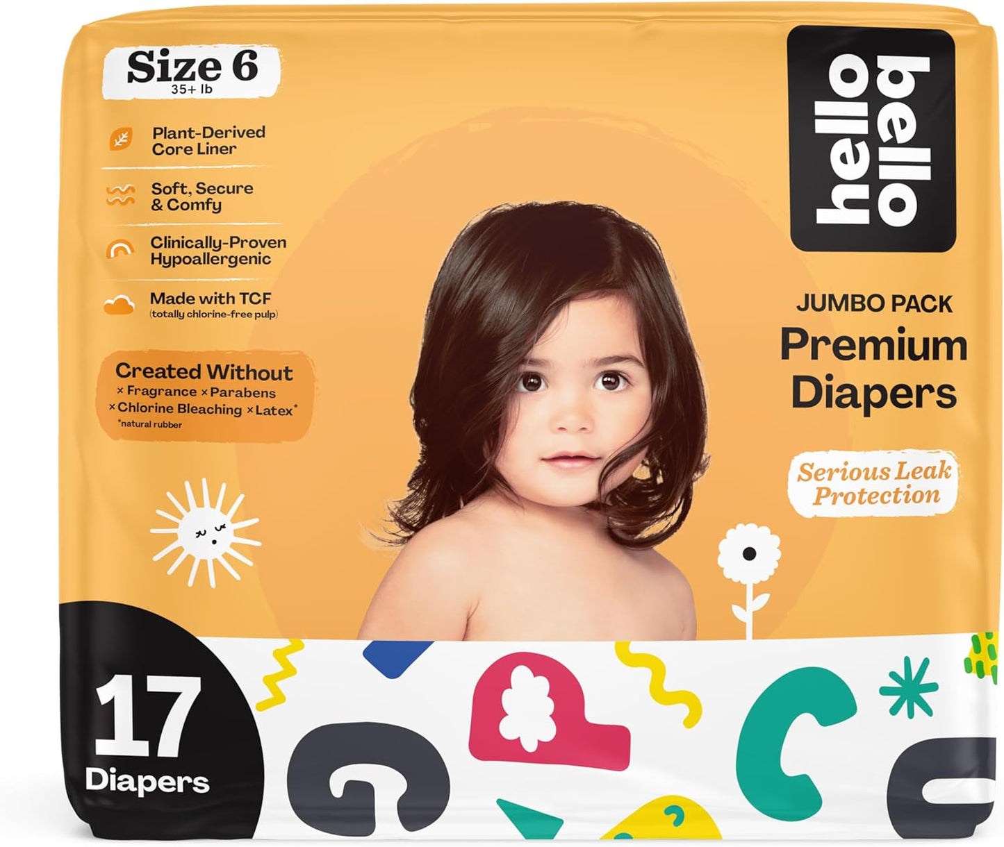 Hello Bello Premium Baby Diapers Size 6, 17 Count of, Extra-Absorbent, and Hypoallergenic Baby