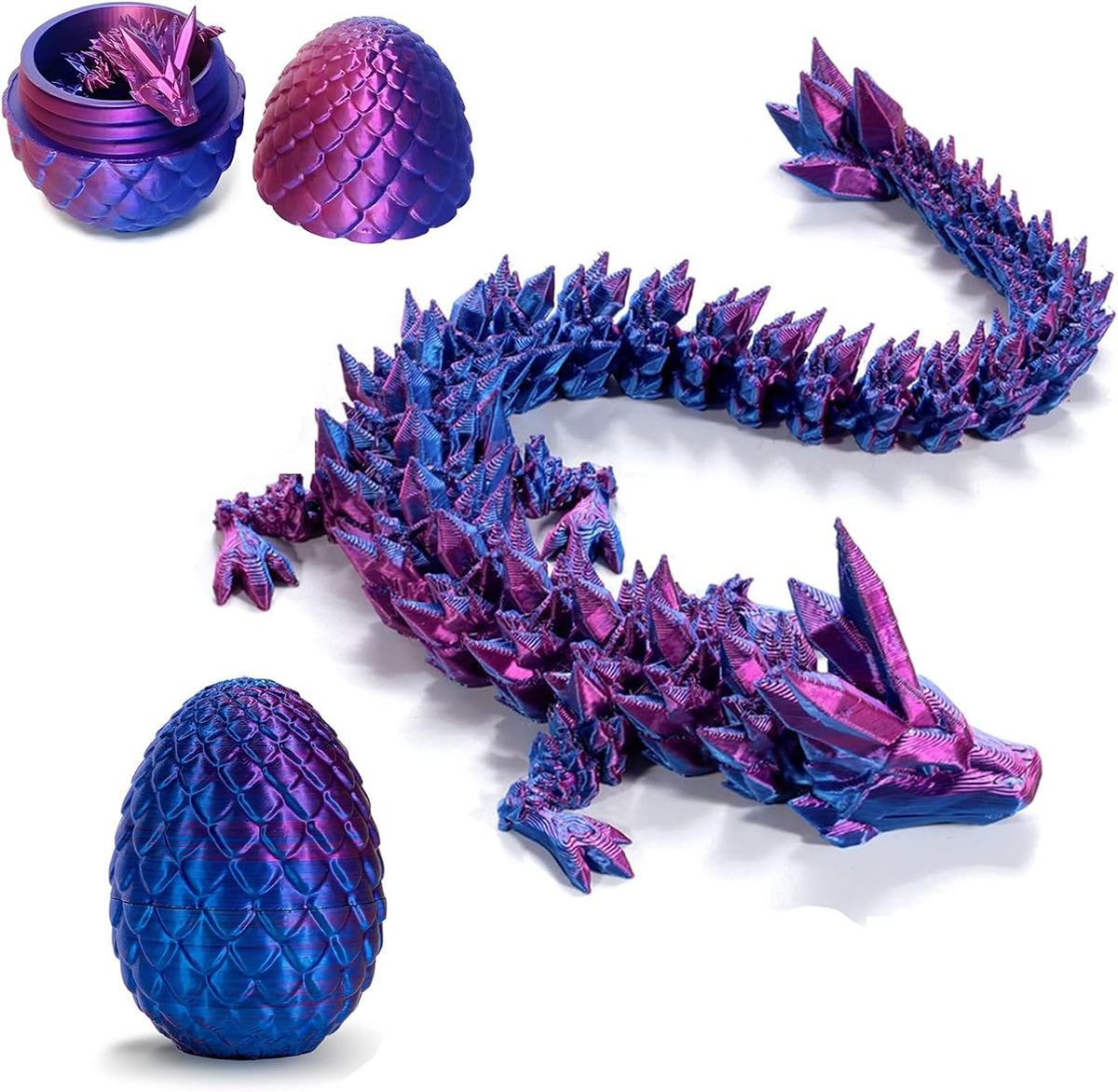3D Printed Dragon Egg,Mystery Crystal Dragon Fidget Toys,Articulated Dragon,Home Desk Decor Easter