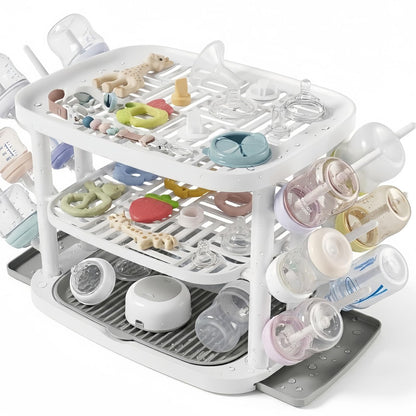 GREENDADI Baby Bottle Drying Rack,3-Tier Large Capacity Countertop Organizer with 360° Ventilation