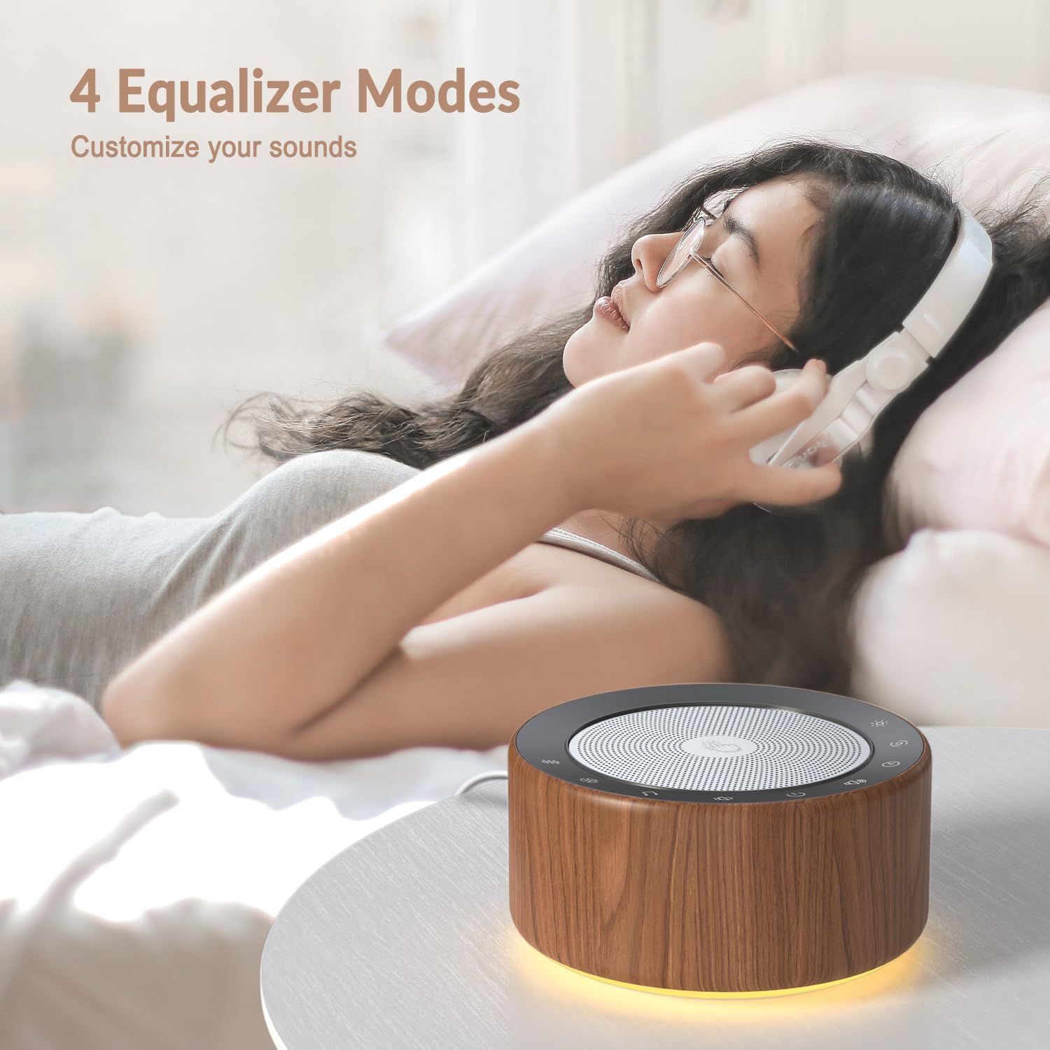 Nursery Lamp with Sound Machine, Mood Lighting, 7 Colors Night Light, 30 Soothing Sounds, White