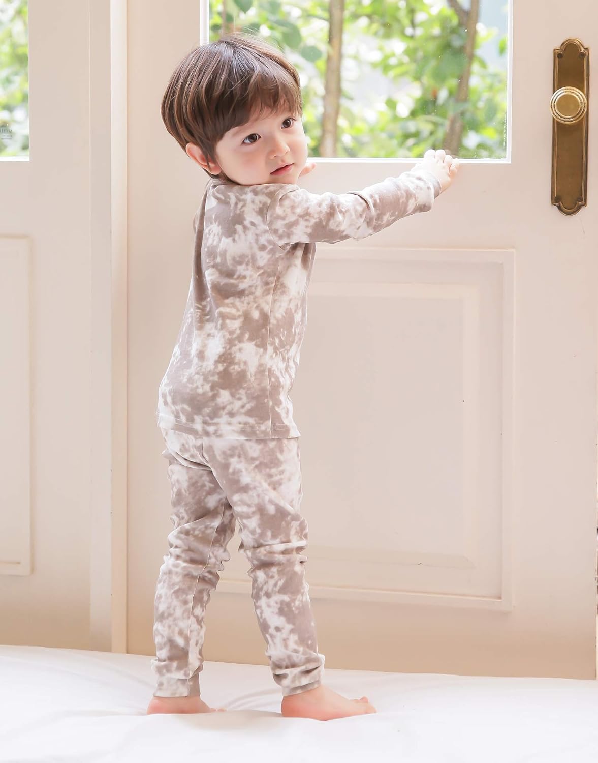 VAENAIT BABY 12M-12Y Toddler Kids Boys Girls 100% Cotton Marbling Tiedye Sung Fit Sleepwear Pajamas