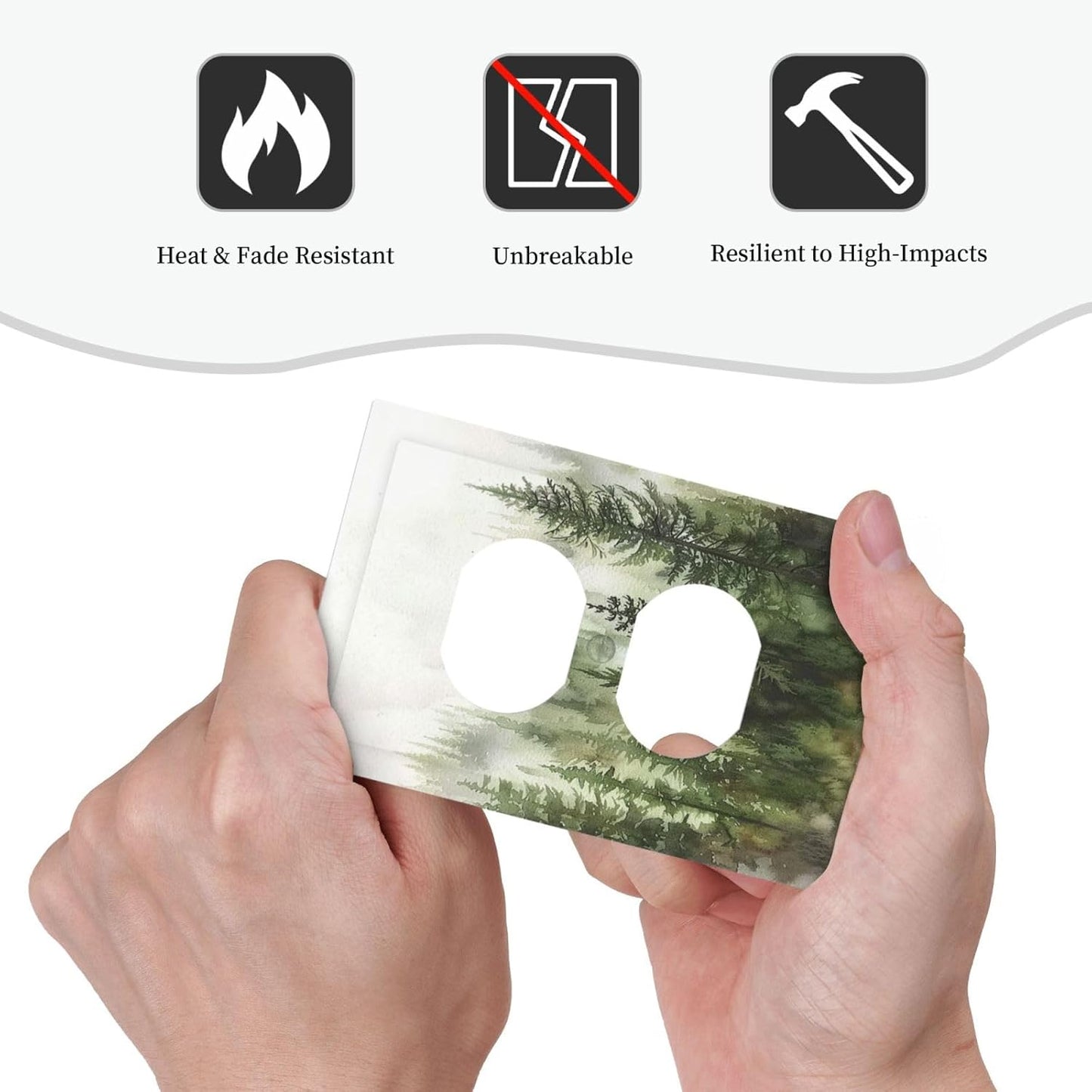 Outlet Covers Green Forest Watercolor Painting Foggy Pine 1 Gang Duplex Wall Plate Decorative