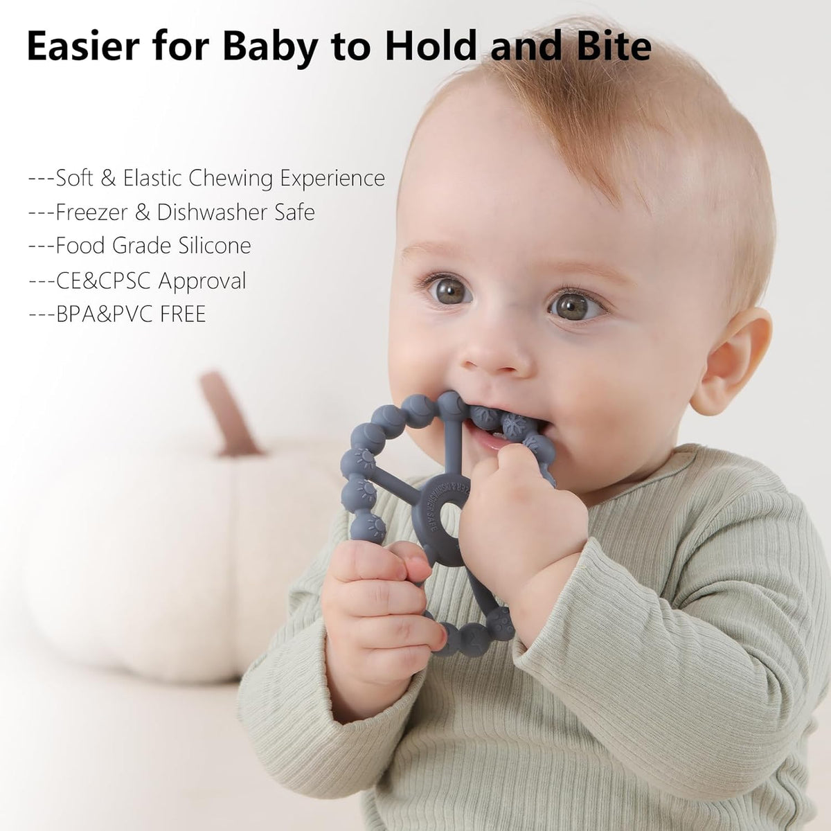 3 Pack Ring Teether Baby Infant Toys, Baby Essentials, Silicone Teething Ring Toys for Babies 0-6
