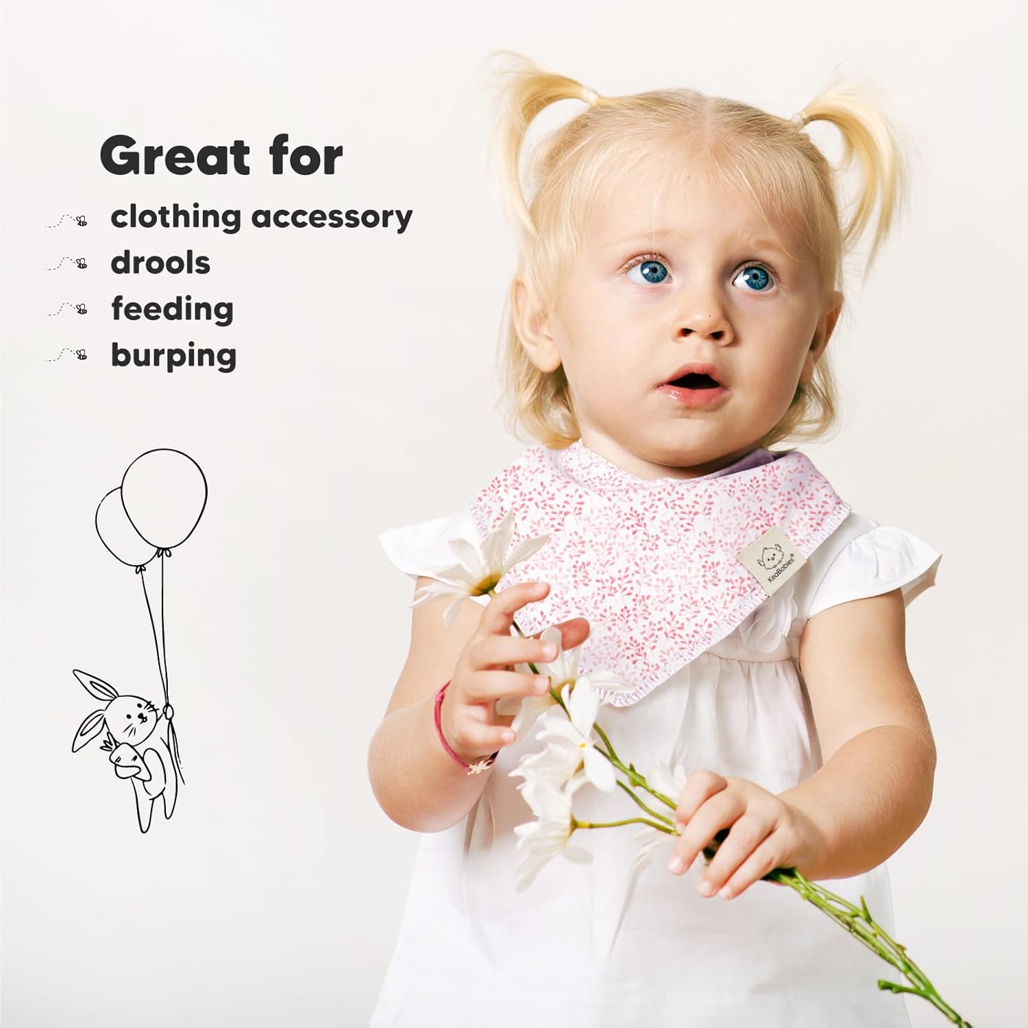 10-Pack Organic Baby Bandana Bibs for Girls - Super Absorbent Triangle Baby Bibs for Drooling and