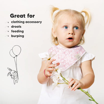 10-Pack Organic Baby Bandana Bibs for Girls - Super Absorbent Triangle Baby Bibs for Drooling and