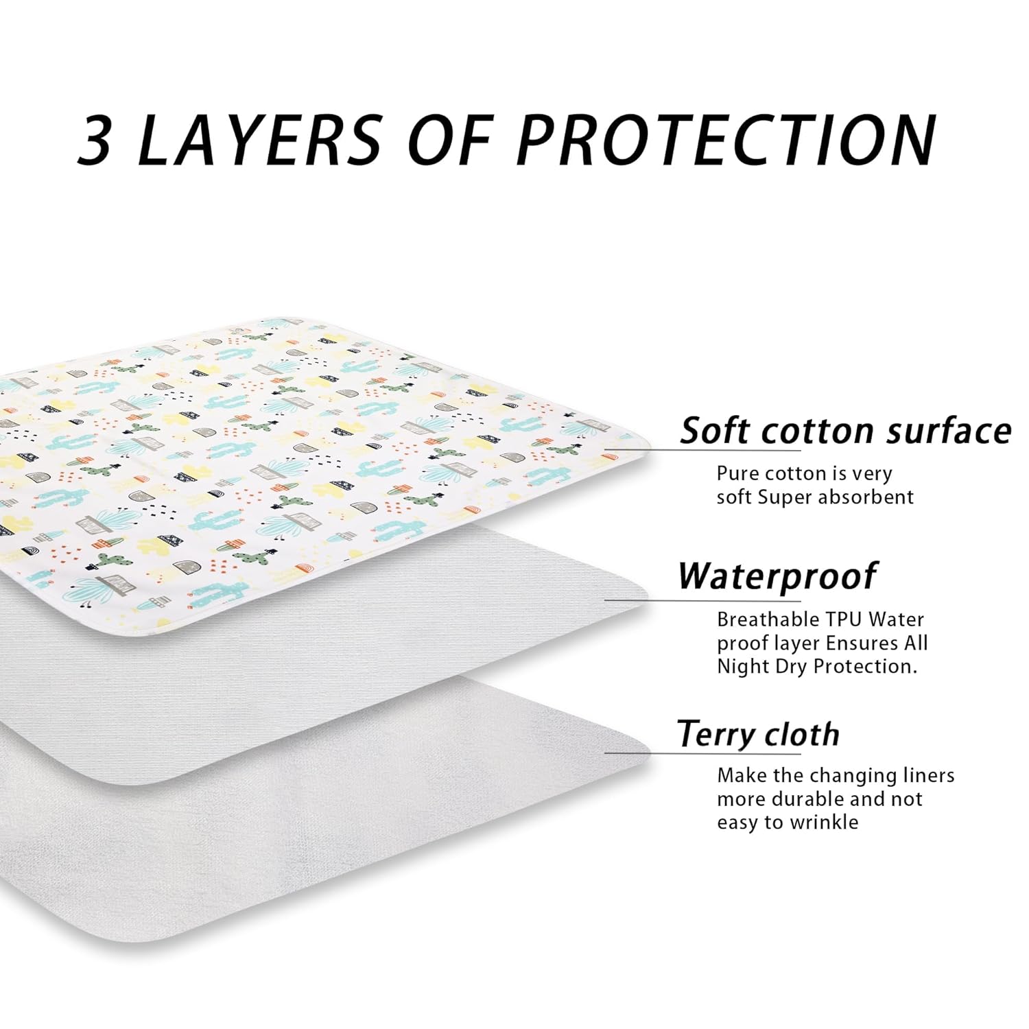 Baby Diaper Changing Pad Liners(22X27.5 inches) Soft Cotton Waterproof Changing Mat for Baby