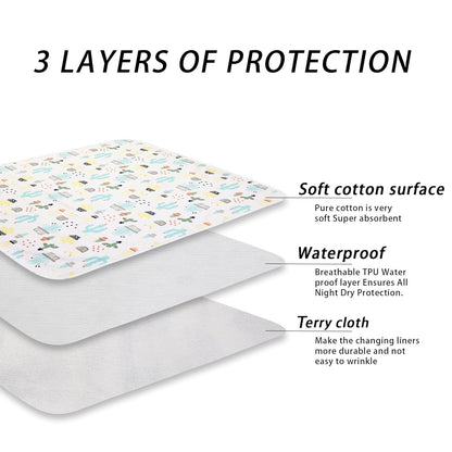 Baby Diaper Changing Pad Liners(22X27.5 inches) Soft Cotton Waterproof Changing Mat for Baby