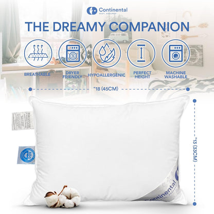 Continental Bedding Child-Micro, 13x18 Firm Pillow, White