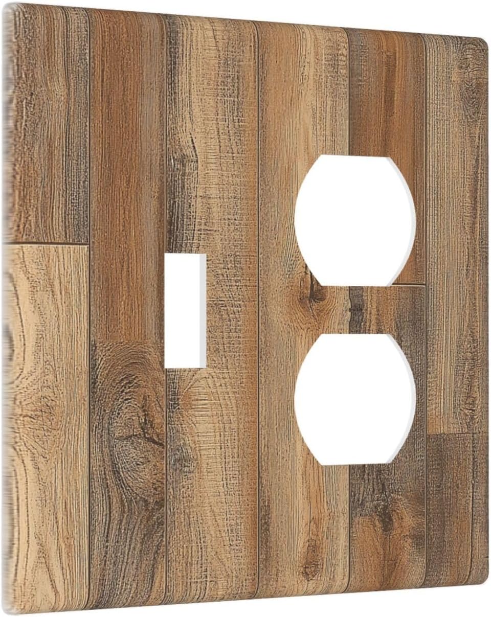 Wallplates Retro Rustic Brown Wood Grain 1 Toggle 1 Duplex Switch Plate Electrical Gfci Faceplate