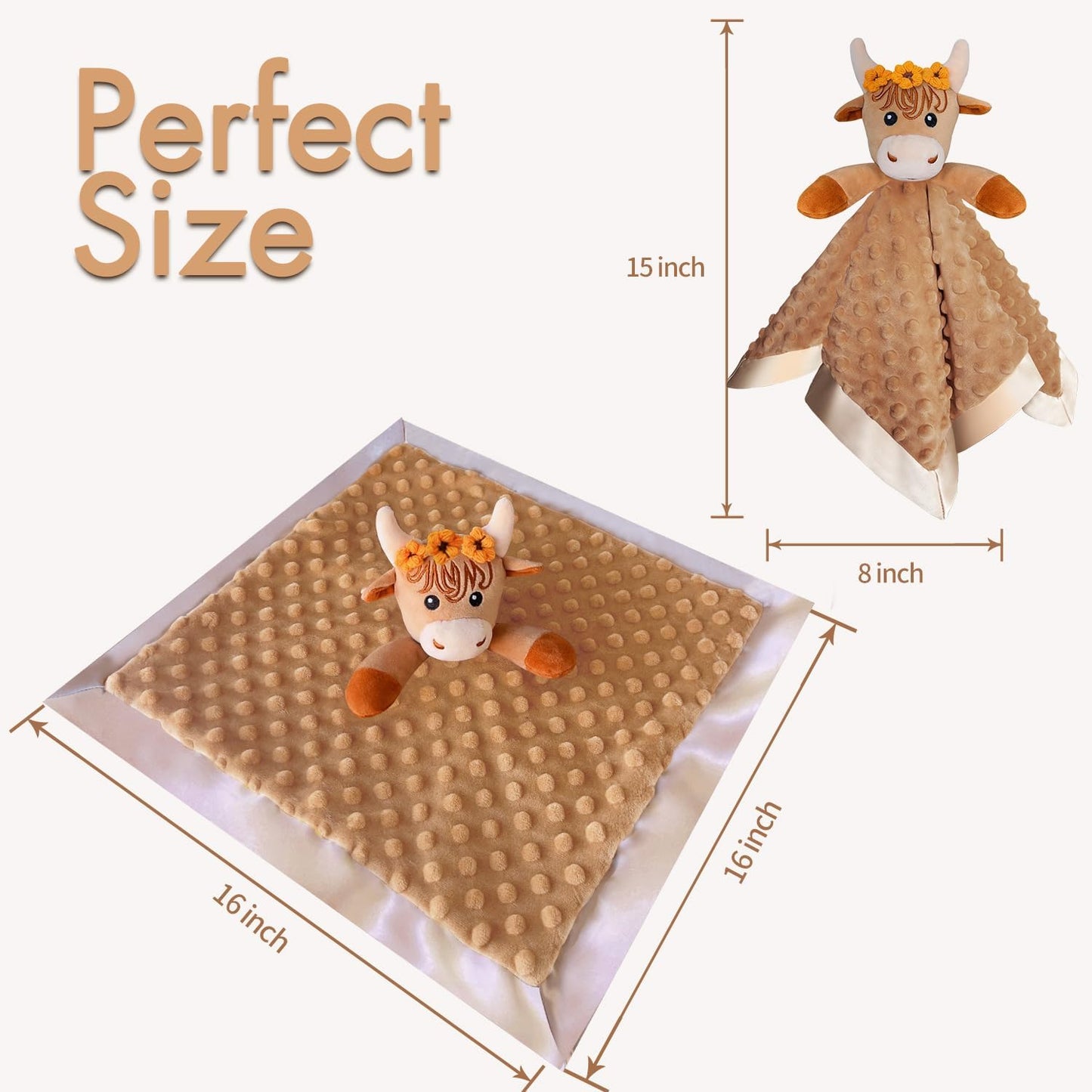 2 Pcs Loveys for Babies, Soft Baby Security Blanket Lovies for Babies, Stuffed Animals Blankie for
