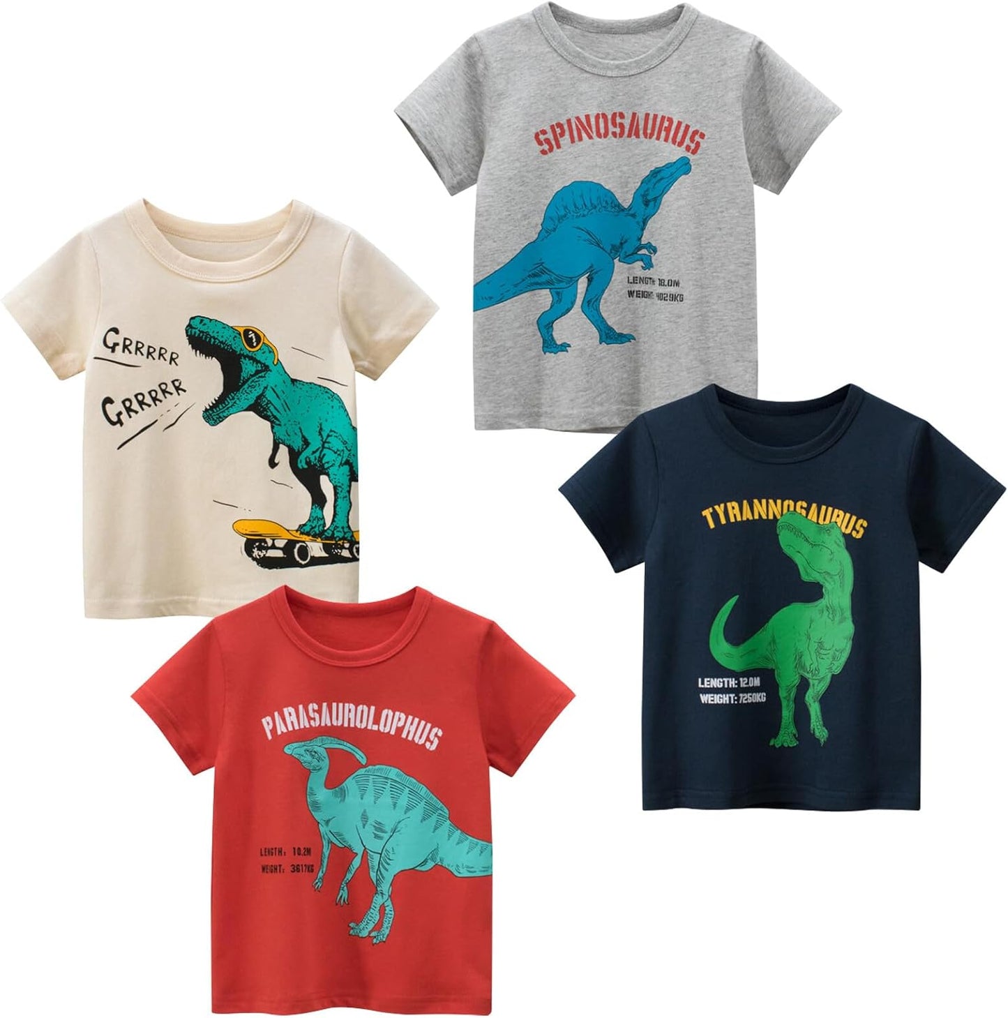 Boys' 4-Pack Excavator Short Sleeve Crewneck T-Shirts Top Tee Size 2-7 Years Toddler Boys' Value