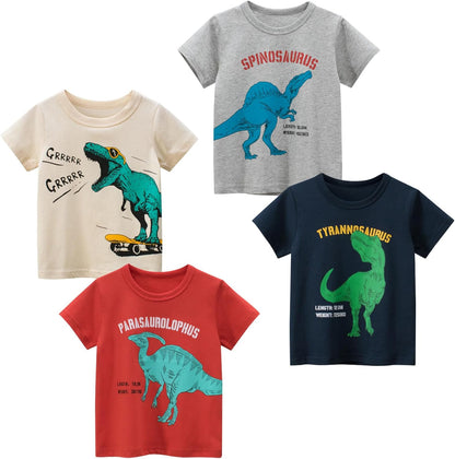 Boys' 4-Pack Excavator Short Sleeve Crewneck T-Shirts Top Tee Size 2-7 Years Toddler Boys' Value