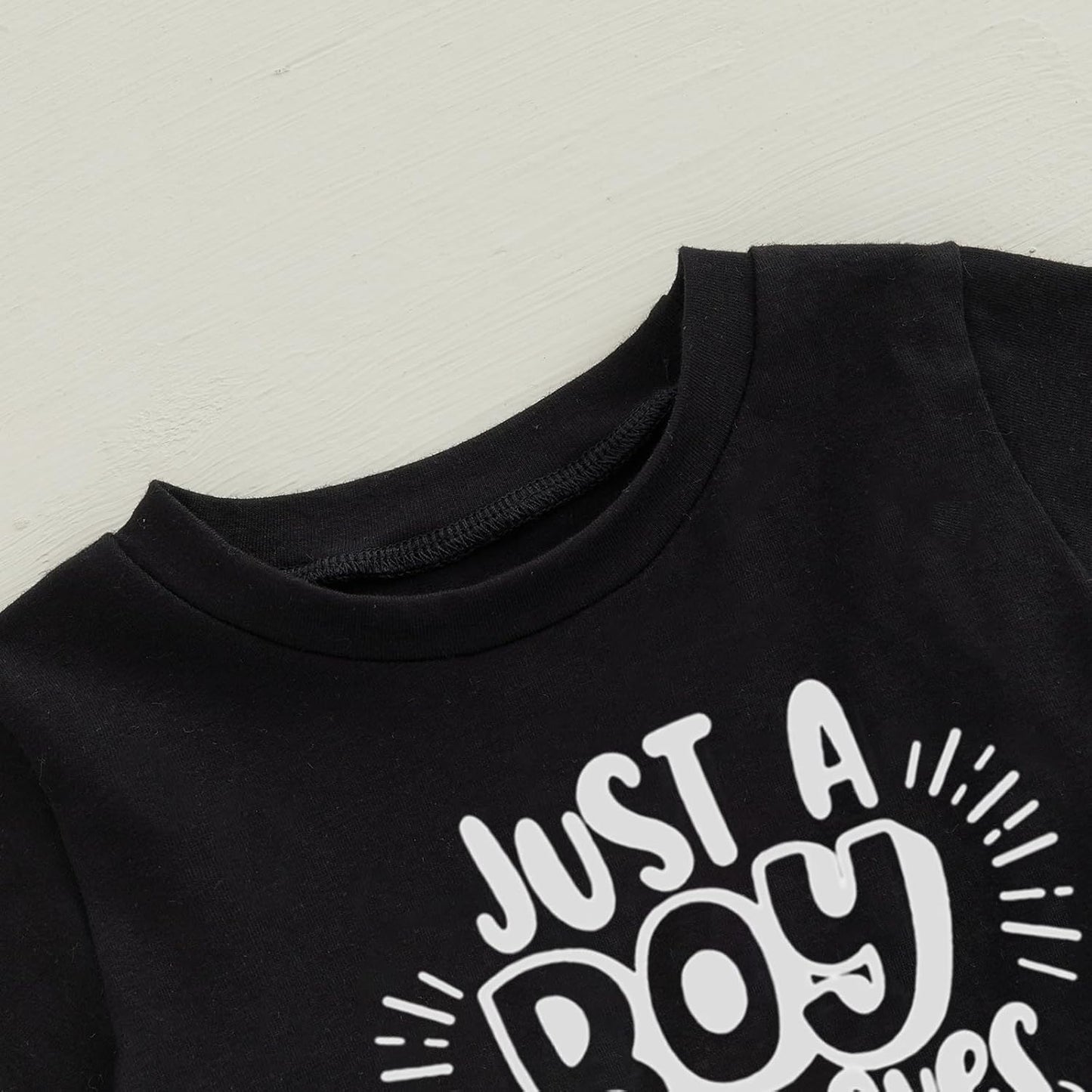 wdehow Toddler Kids Baby Boy Summer Clothes Sets 1T 2T 3T 4T 5T Letter Print Short Sleeve Tops