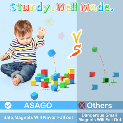 Magnetic Blocks, 56 Pieces 1.34 inch Large Magnetic Building Blocks, 3D Magnetic Cubes for