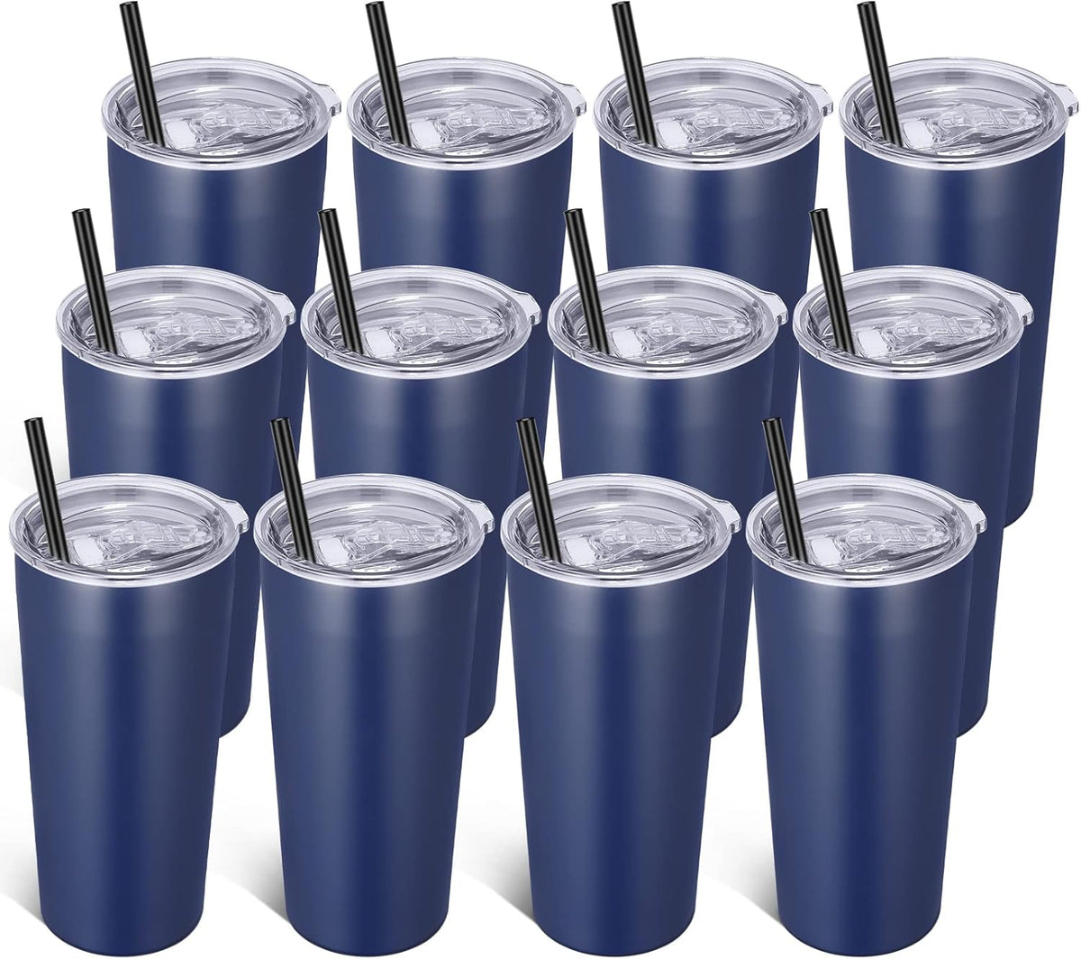 VEGOND 20oz Tumbler Bulk with Lid and Straw 12 Pack, Stainless Steel Vacuum Insulated Tumbler