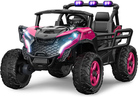 24V 2 Seater Ride on Car Truck, 4x200W, EVA Tires, 4WD/2WD, Rainbow Lights, Remote Control, Shock