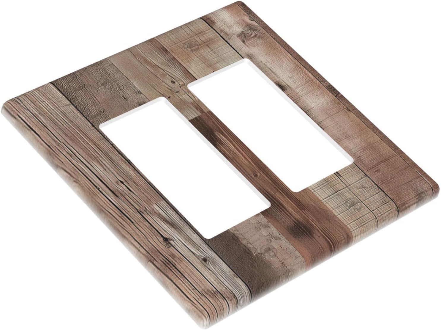 Decorative Outlet Covers Retro Wood Plank Vintaga Wooden Board 2 Gang Wall Plate Double Rocker Two