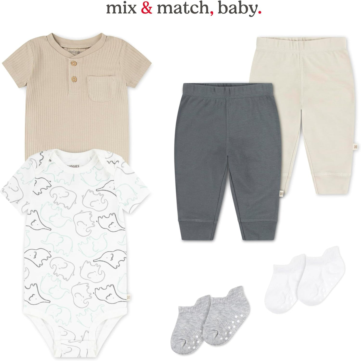 Huggies Baby 4-Pack Pants, Mid Grey Heather/Stripe