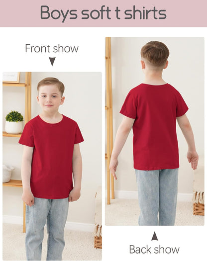5 Pack Boys Shirts Short Sleeve Shirts for Boys Cotton T-Shirts Kids Toddler Tshirts Tees Clothes