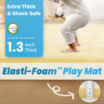 1.3" Thick Baby Play Mat,Ultra Soft Elasti-Foam 50×50 Playpen Mat for Tummy Time,Water-Repellent