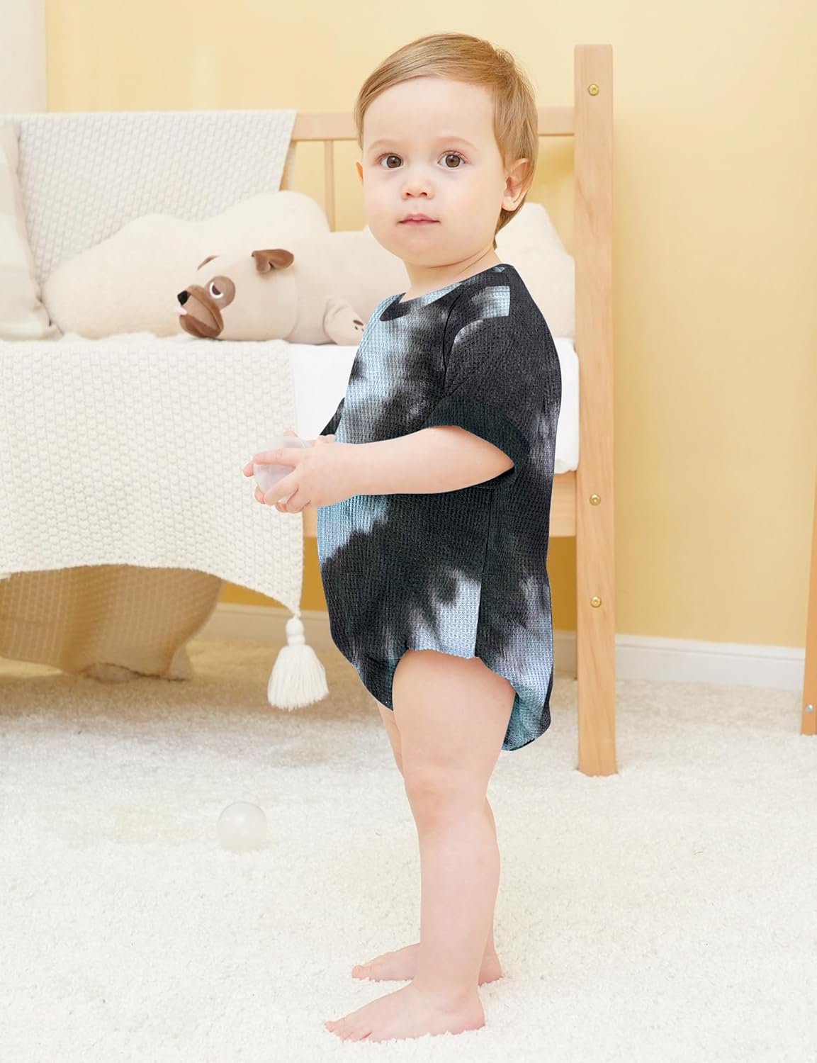 Jimonda Baby Bodysuit Newborn Tie Dye Clothes Infant Waffle One Piece Romper Baby Boys Girls Short