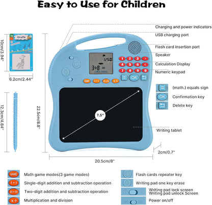 Kids Educational Learning Toys with Math Games,Talking Flash Cards and Writing Drawing Tablet