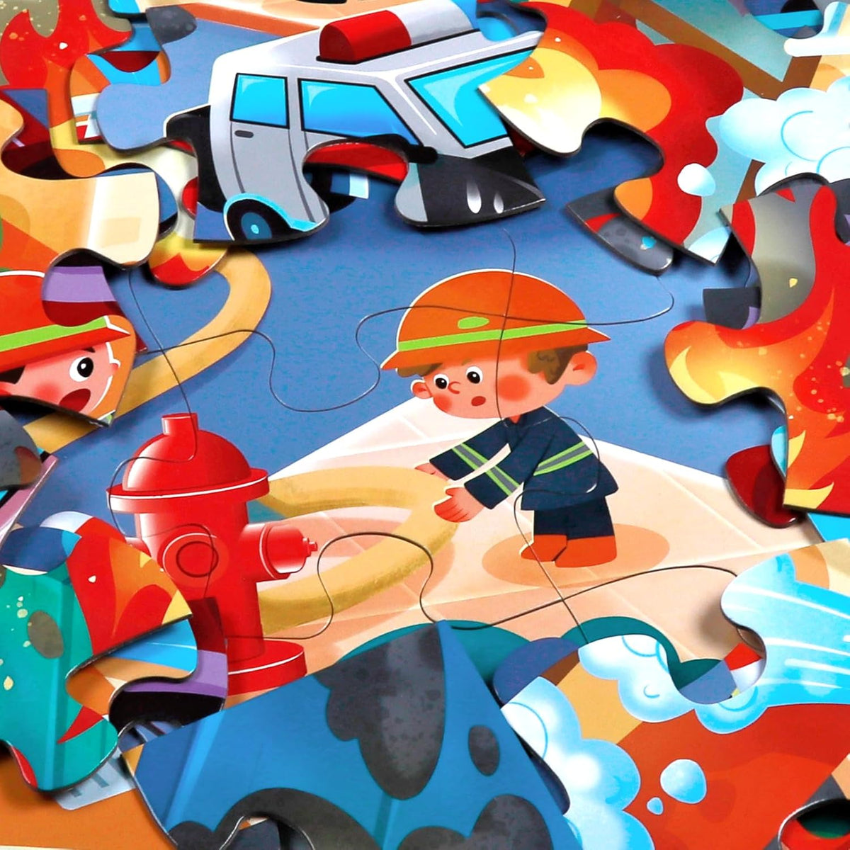 Jumbo Floor Puzzle for Kids,Fire Rescue Jigsaw Large Puzzles,48 Piece Firefighter Fireman Fire