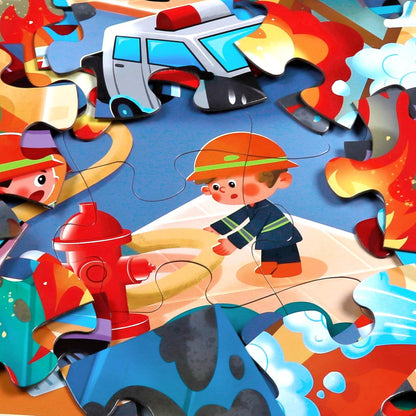 Jumbo Floor Puzzle for Kids,Fire Rescue Jigsaw Large Puzzles,48 Piece Firefighter Fireman Fire