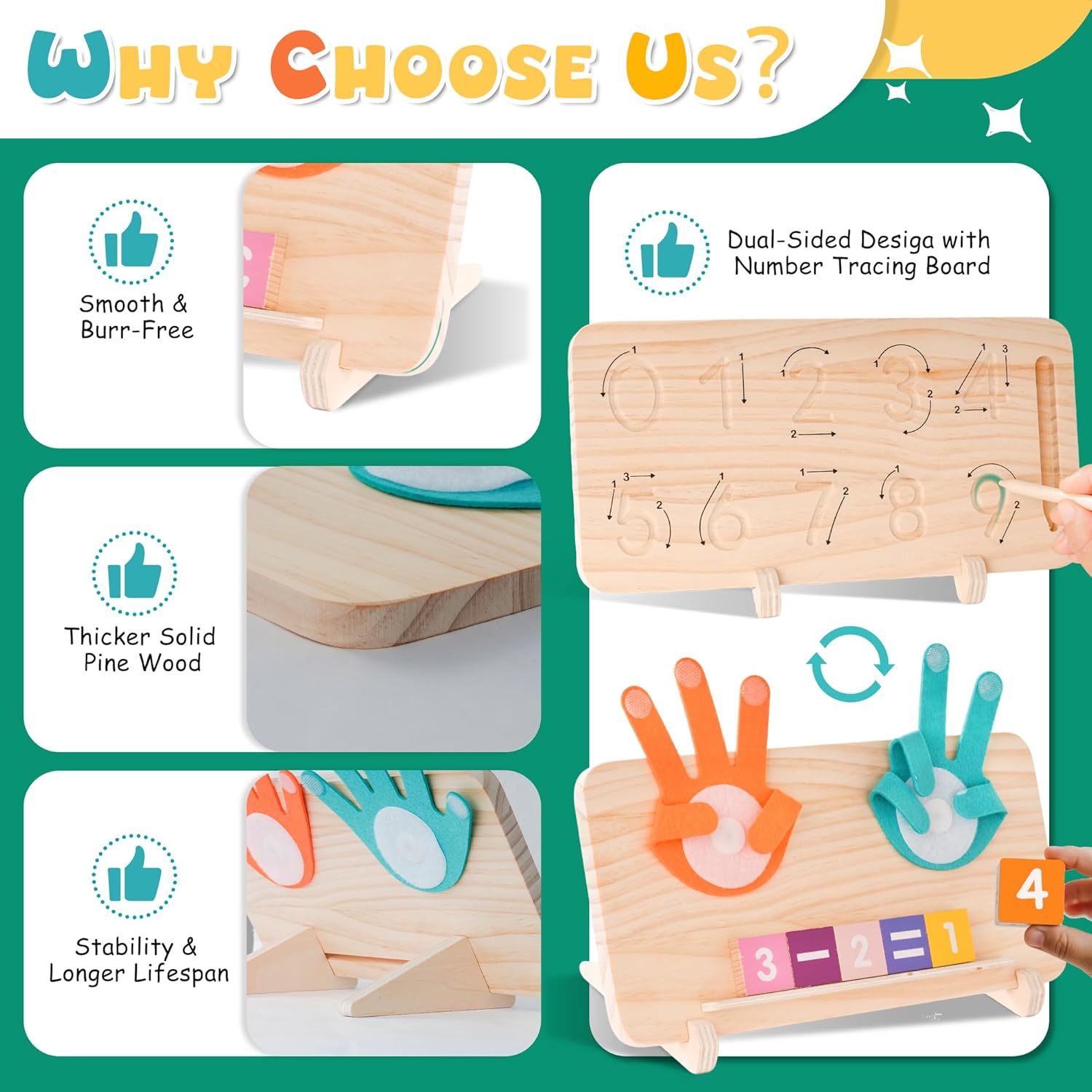 Hirger Preschool Learning Toys for Toddlers 2-4, Educational Math Manipulatives Number Counting