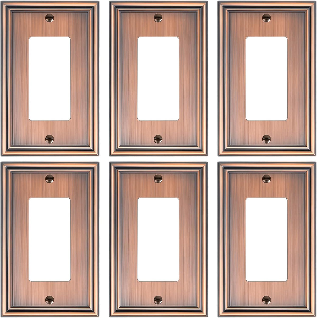 6-Pack Decorator Outlet Cover Plate, Antique Copper Decorative Switch Plates and Outlet Covers