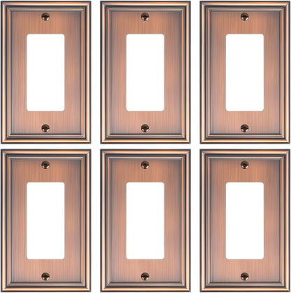 6-Pack Decorator Outlet Cover Plate, Antique Copper Decorative Switch Plates and Outlet Covers
