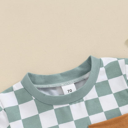 fhutpw Baby Toddler Boy Clothes Summer Outfits 6 12 18 24 Months Patchwork Short Sleeve T Shirt &