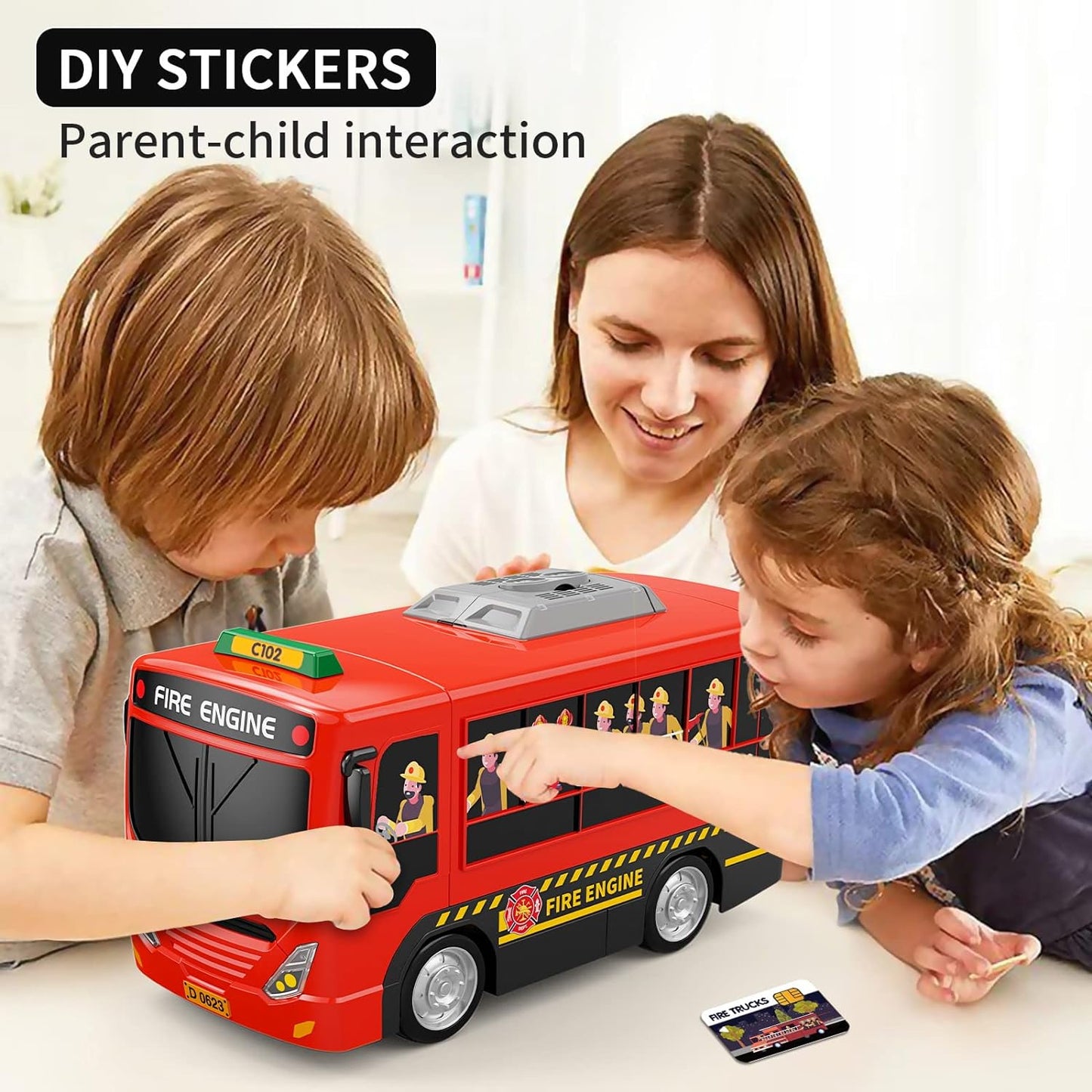 HONGTUO Fire Truck Toys with Teaching Meaning, Simulation Steering Wheel Driving Toy, Toddlers Fire